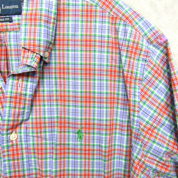 Ralph Lauren Shirt Mens XL Extra Large Red Blue Plaid Short Sleeve Button Down - Picture 4 of 10